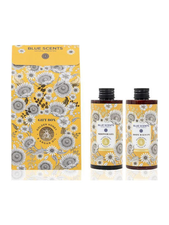Blue Scents Golden Honey & Argan Oil Skin Care Set for Moisturizing & Body Cleaning 2pcs