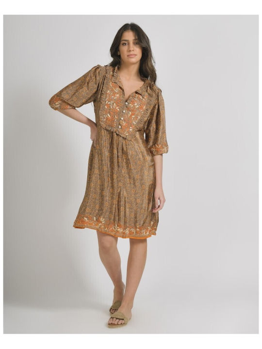 Ble Resort Collection Summer Mini Shirt Dress Dress Orange