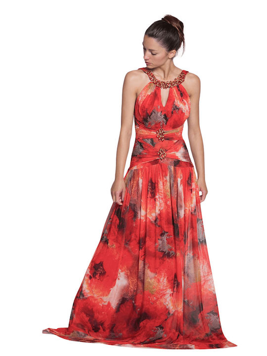 Rochie lungă Eden Maxi Dress Embrimé Roșu