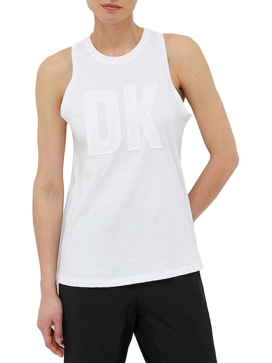 DKNY Damen Sommerliche Bluse Baumwoll Ärmellos Weiß