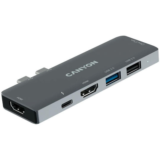 Canyon Docking Station with Dual USB-C HDMI 4K PD and Support for 2 Monitors Gray (CNS-TDS05B)