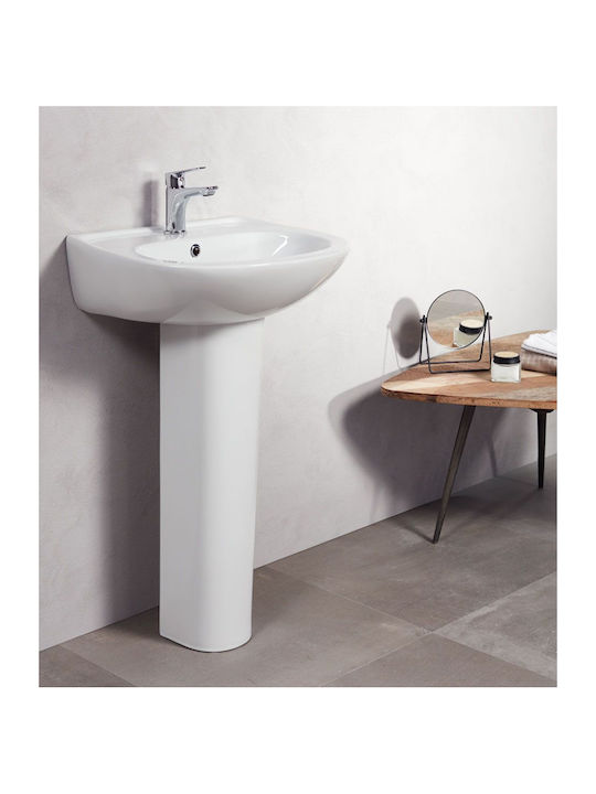 Tema Wall-Mounted Drop-In Porcelain Bathroom Sink 55x45cm White