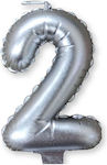 Procos Birthday Candle Number "2" in Silver Color 92583