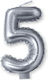Procos Geburtstagskerze Nummer "5" in Silber Fa...