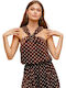Damen Bluse Ärmellos Polka Dot Brown/White Dot