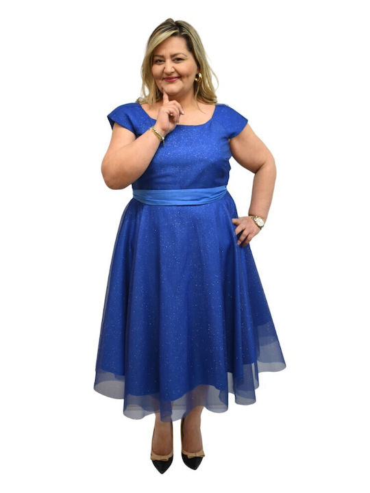 Coelia Φόρεμα Μίντι με Γκλίτερ σε Χρώμα Μπλε 2372 Μπλε