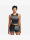 Nike Swoosh Γυναικείο Αθλητικό Crop Top Αμάνικο Dri-Fit Μαύρο Μαύρο