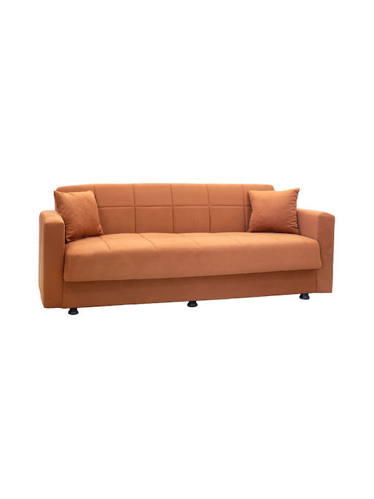 Meredith Three-Seater Velvet Sofa Bed Terracotta 210x86cm