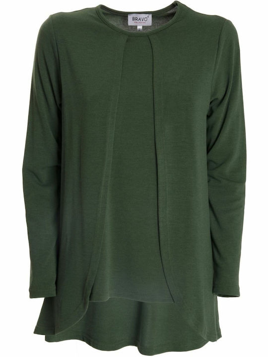 BRAVO Green long-sleeved knitted blouse