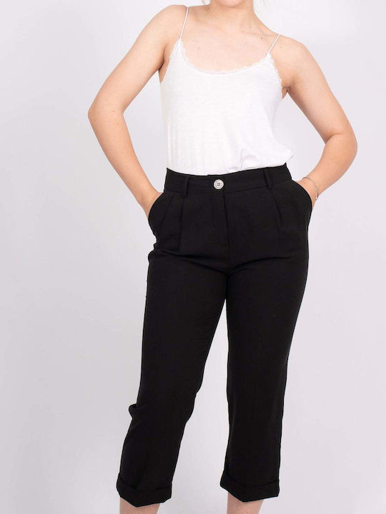 Pantaloni cu revers negru