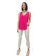 Desiree Women's Summer Blouse Sleeveless with V Neckline Fuchsia