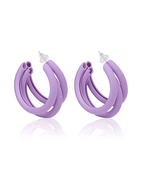 Matte Triple Hoop Earrings Lilac