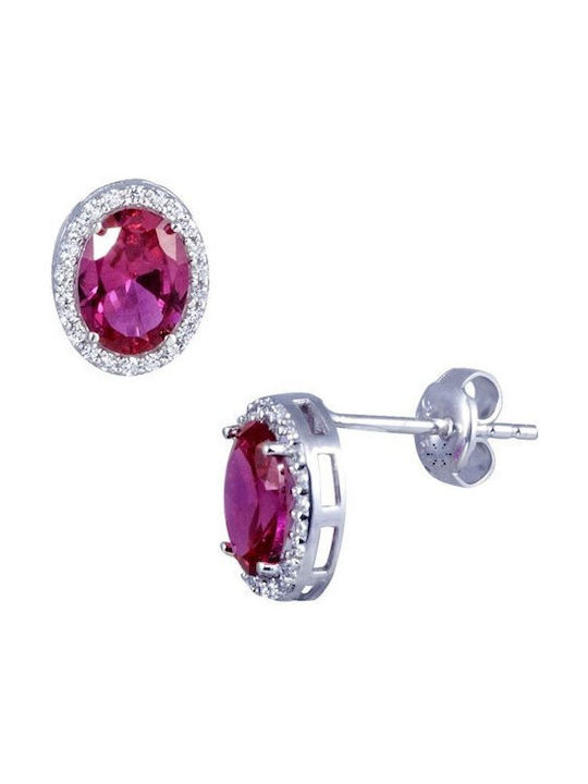 14K White gold earrings with zircon