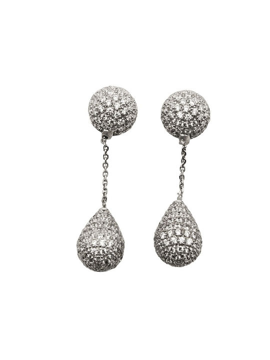 Earrings in white gold with cubic zirconia 14K (ΣKO00669)