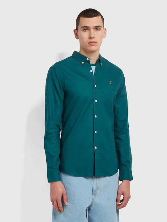 Farah Brewer Oxford Button-Down Hemd Petrol