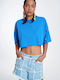 PCP Zaffiro Women's Athletic Crop Top Short Sleeve Blue