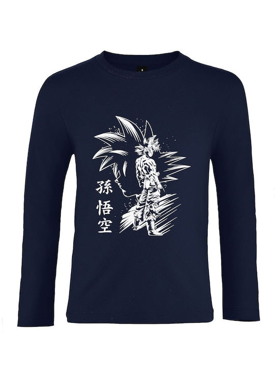 Copii maneca lunga Unisex "Goku Ultra Instinct In Shadow Face Dragonball" French Navy