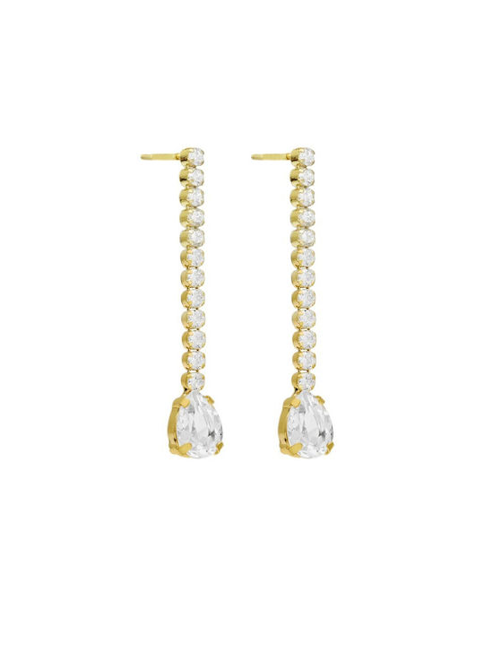 Women's Victoria Cruz A4369-07DT gold plated sterling silver earrings with cubic zirconia stones.