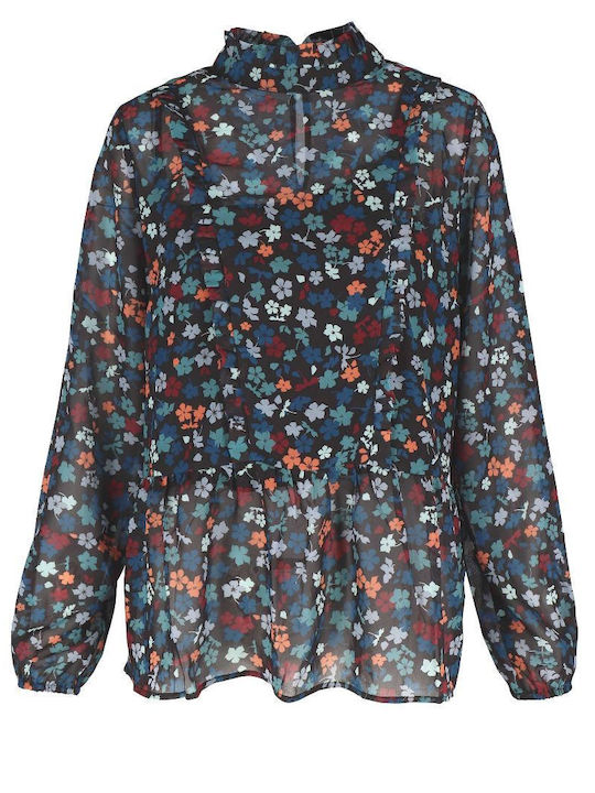 Volcano K‑PATTY Women's floral print blouse - Blue