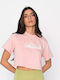 Fila Evelyn Damen Sportliches Crop Top Kurzärmelig Rosa