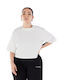 Freddy Women's Athletic Crop Top Short Sleeve with V Neckline White