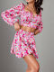 Set Top & Φούστα Floral - Ροζ - 10881-22 FN Fashion