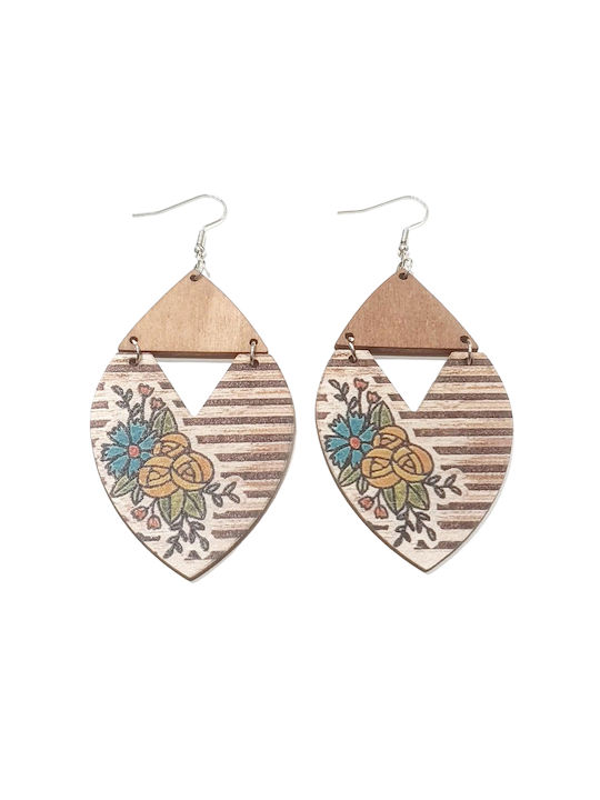 Women's Wooden Earrings "Flowers - Wood Tones"