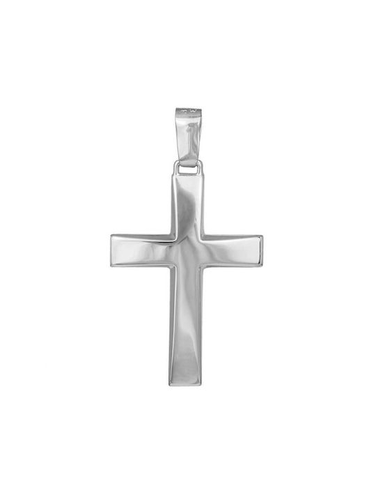 Σταυροί Βάπτισης - Αρραβώνα Λευκόχρυσος λουστρέ σταυρός Κ14 045601 045601 Ανδρικό Χρυσός 14 Καράτια