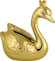 Button ring Piggy bank Swan Gold