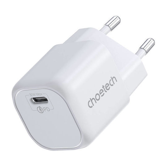 Choetech Charger Without Cable GaN with USB-C Port 30W Power Delivery Whites (PD5007)