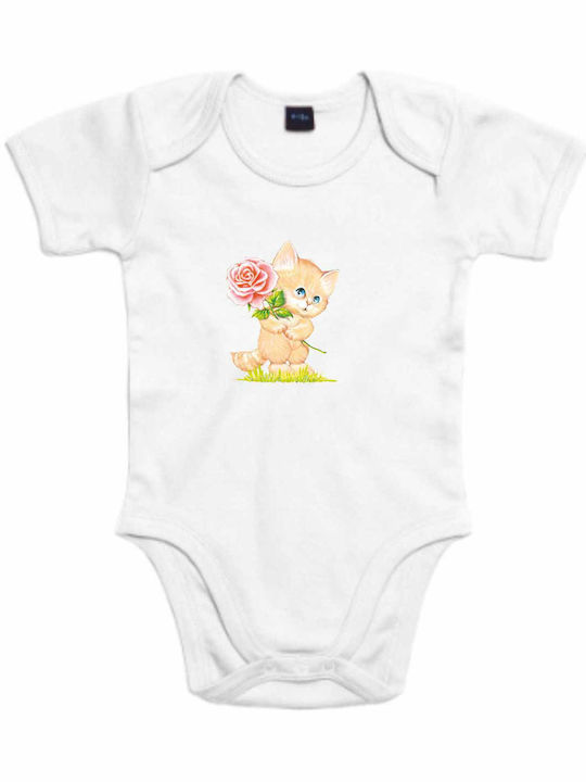 Zipper Bodysuit with Kitten Design | A5875B White