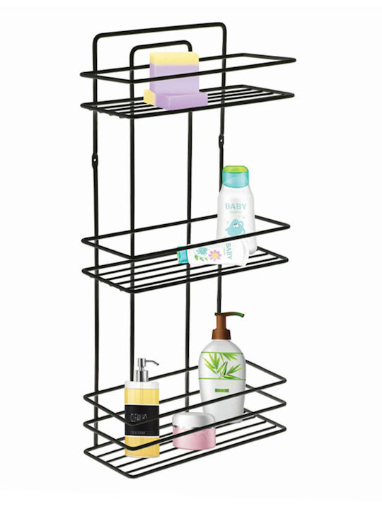 Perilla Wall Mounted Bathroom Shelf Metallic with 3 Shelves 27x12x54cm