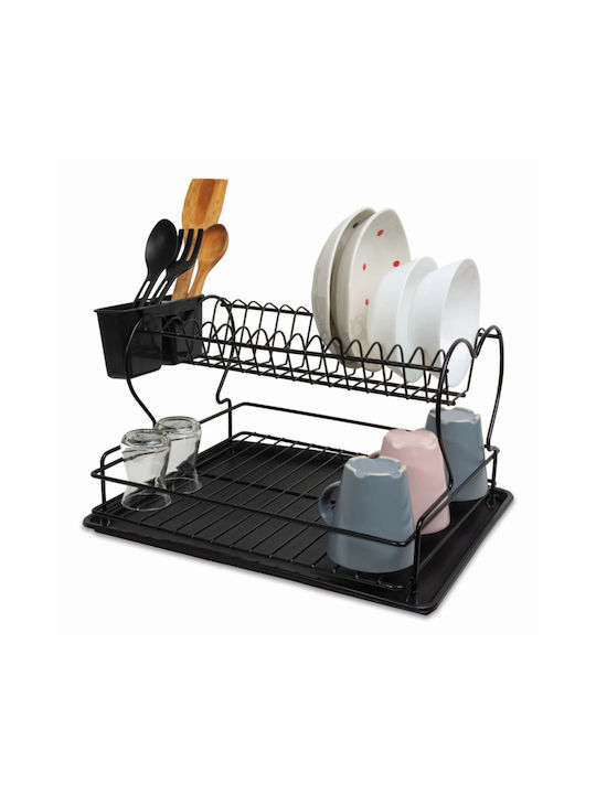 Perilla Dish Drainer Double Tier Metallic in Black Color 45x34x25cm