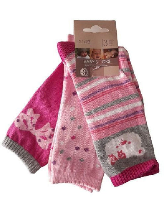 Baby socks No 18-20 set of triple pink-fox set