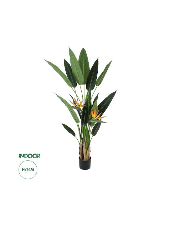 GloboStar Τεχνητό Φυτό σε Γλαστράκι Πουλί του Παραδείσου Πράσινο 140cm