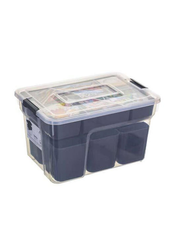 Plastic Storage Box with Lid Transparent 21.5x30.5x18cm 1pcs