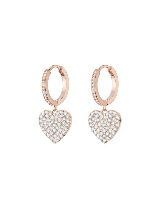 Heart Earrings Από Ροζ Επιχρυσωμένο Ορείχαλκο