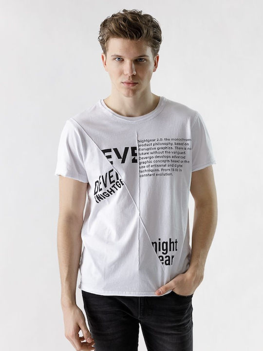 Devergo T-shirt Bărbătesc cu Mânecă Scurtă Alb