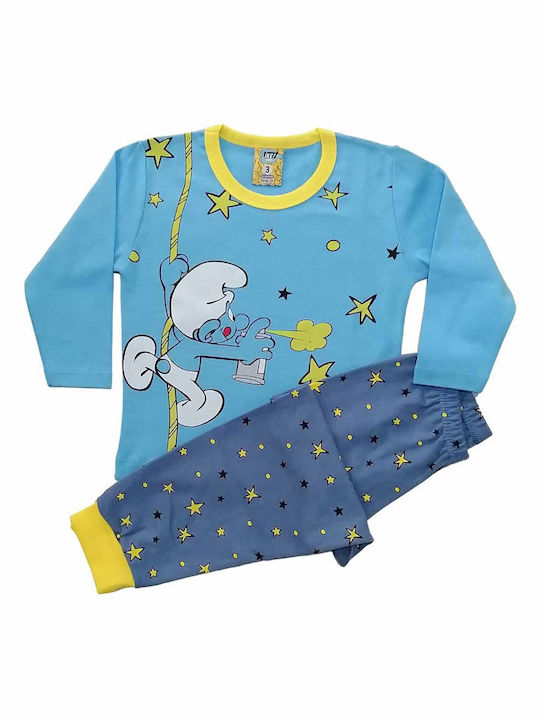 CHILDREN'S COTTON LONG-SLEEVED PYJAMAS LIKE 122-0126 - BLUE TYPE