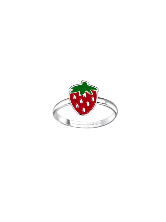 Παιδικό δαχτυλίδι για κορίτσια φράουλα από ασήμι 925 KERNI | Bijou Box®