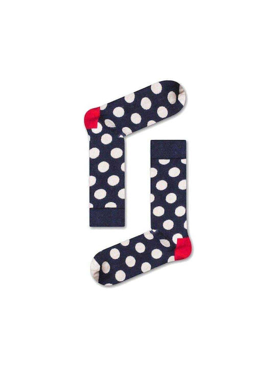 Unisex Socks with Patterns Long Black Socks with White Polka Dots Big White Dots (Multicoloured)