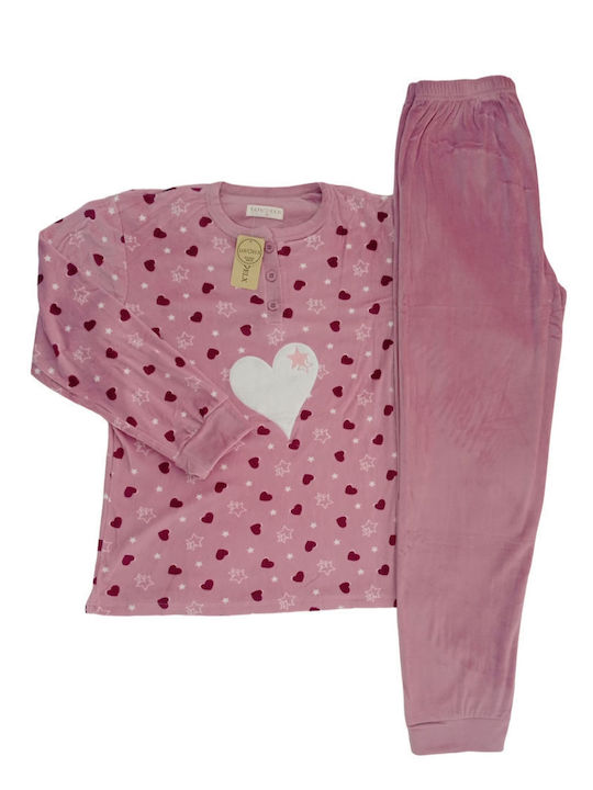 Pijamale de catifea pentru femei Lovelx Hearts Sapio Apple F-5243