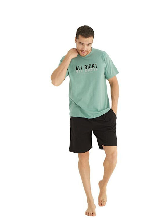 Men's Short Sleeve and Short Pants Pyjama Baracuda-6170-16 GREEN As shown in the picture