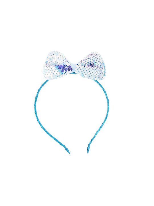 Children's hair cue with bow and sequins light blue 02573