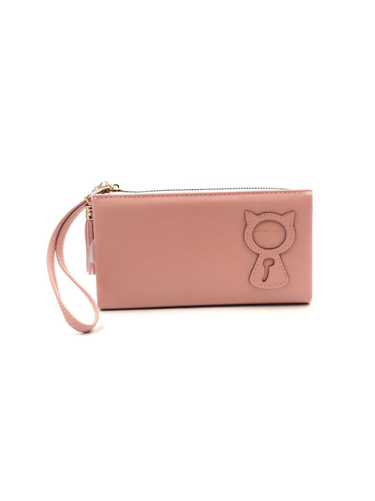 Kinder Portemonnaie groß mit Reißverschluss in rosa Farbe