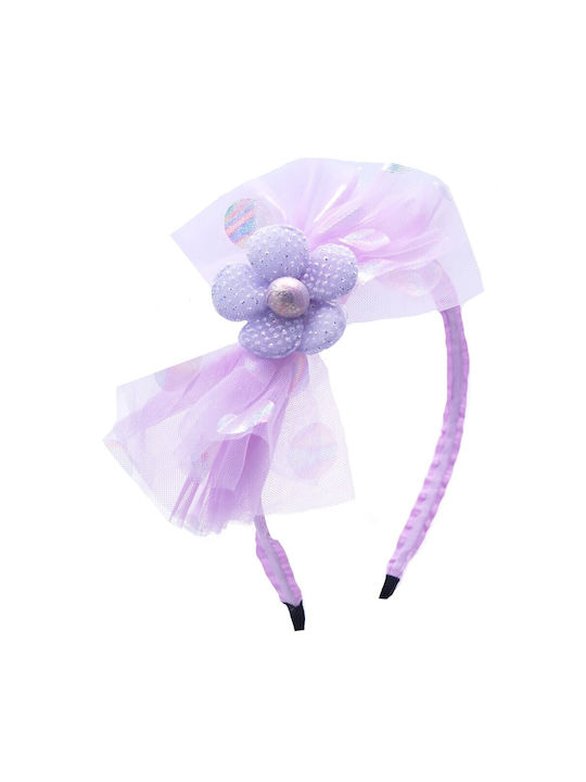 Kids Headband with Flower & Polka Dot Tulle Purple