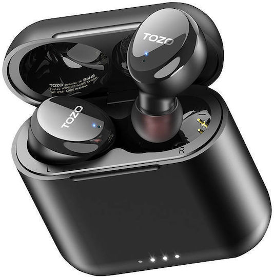 Tozo Tws T6s Earbud Bluetooth Handsfree Ακουστικά με Αντοχή στον Ιδρώτα και Θήκη Φόρτισης Μαύρα