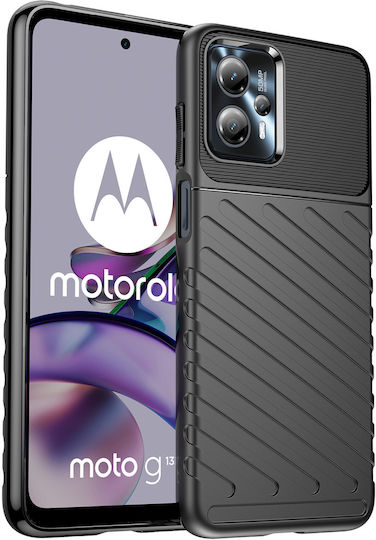 Hurtel Thunder Задна корица Силикон Черен (Moto G13)
