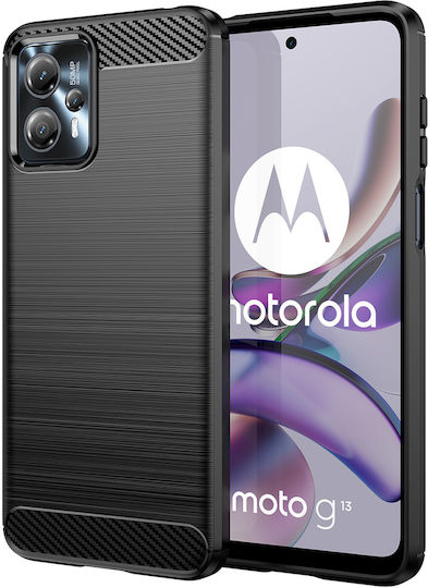 Hurtel Carbon Back Cover Σιλικόνης Μαύρο (Moto G13)
