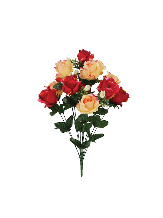 Marhome Bouquet of Artificial Flowers Rose Salmon/Red 54cm 1pcs